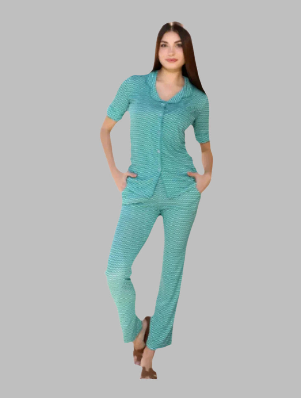 Z.pronto Olivia Half Sleeves Buttons Pajama Set