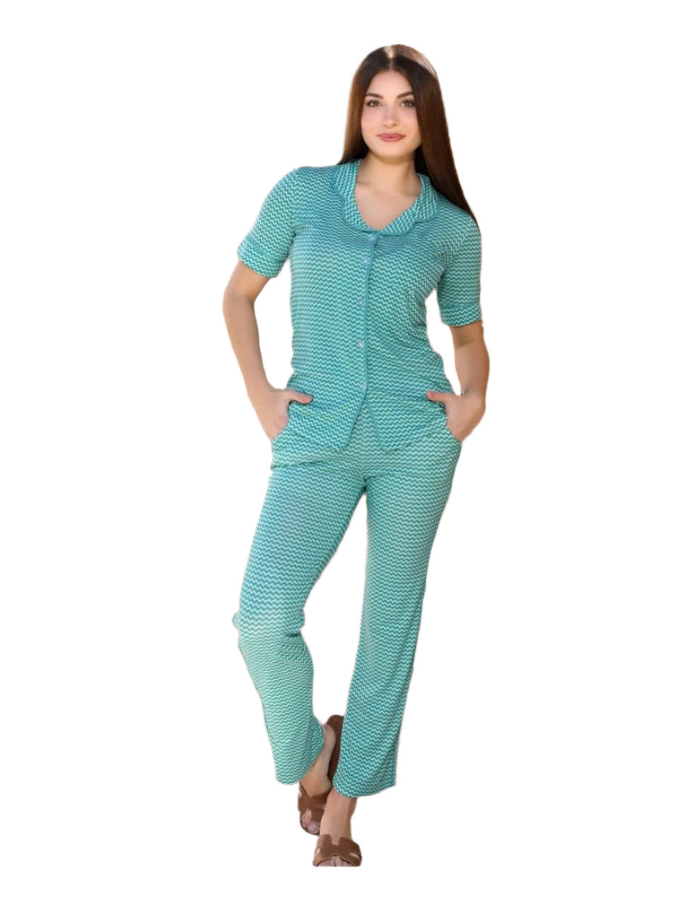 Z.pronto Olivia Half Sleeves Buttons Pajama Set