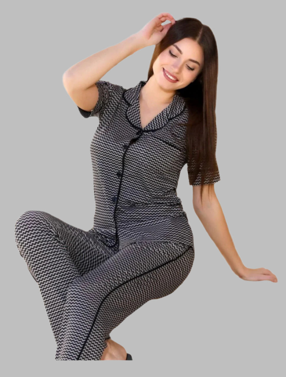 Z.pronto Olivia Half Sleeves Buttons Pajama Set