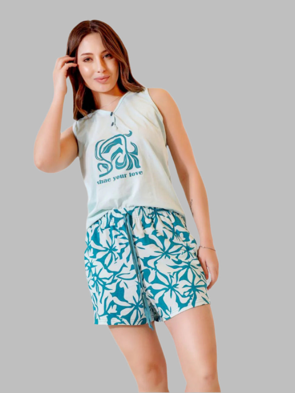 Kinda Sleevless Pajama Shorts