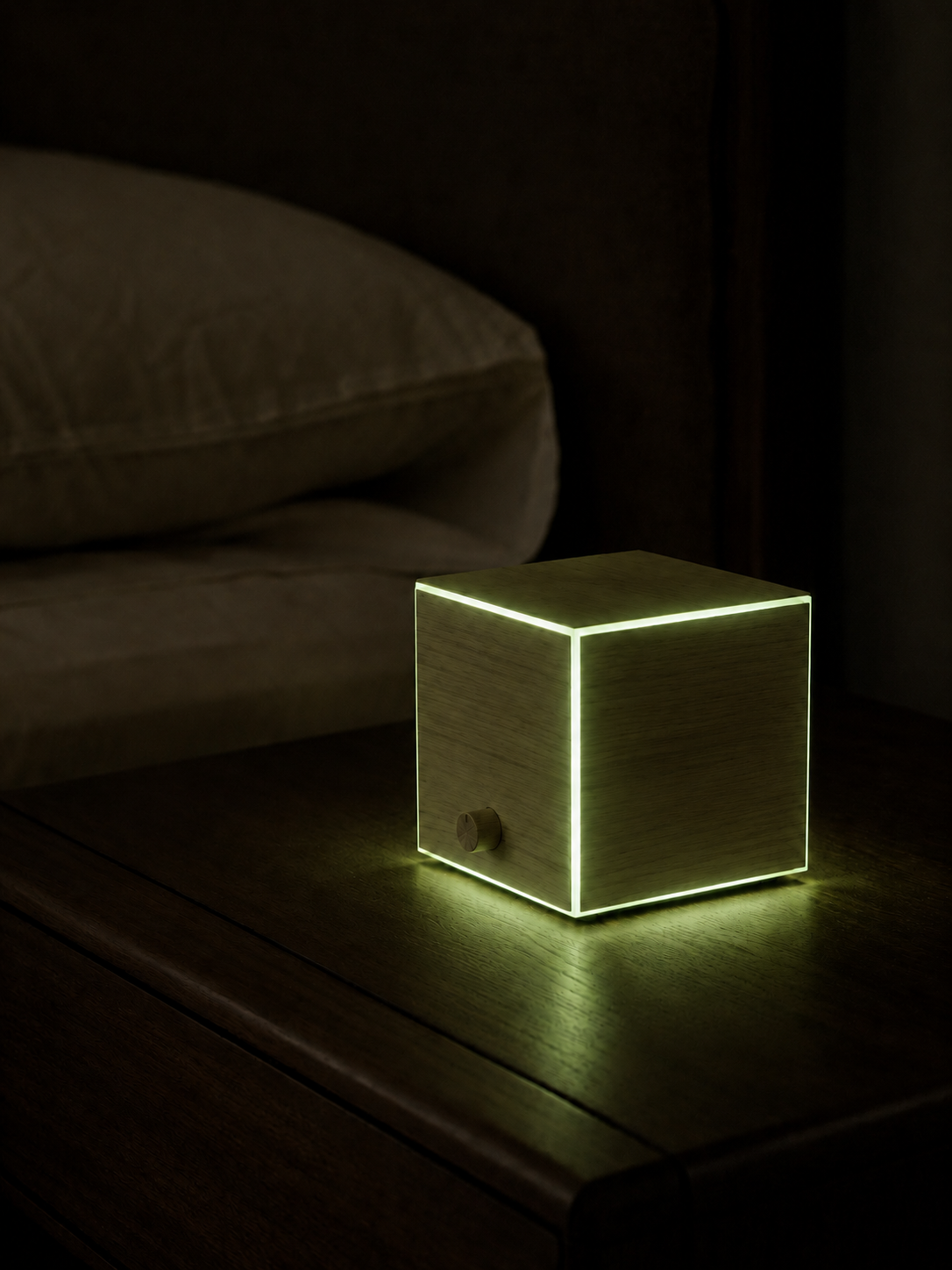 Nara glowing soft green near wake time
